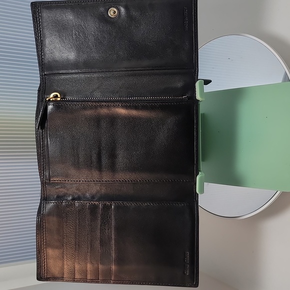 AUTHENTIC MIU MIU TRI-FOLD BLACK LEATHER LONG WALLET GOOD USED CONDITION - Picture 12 of 16